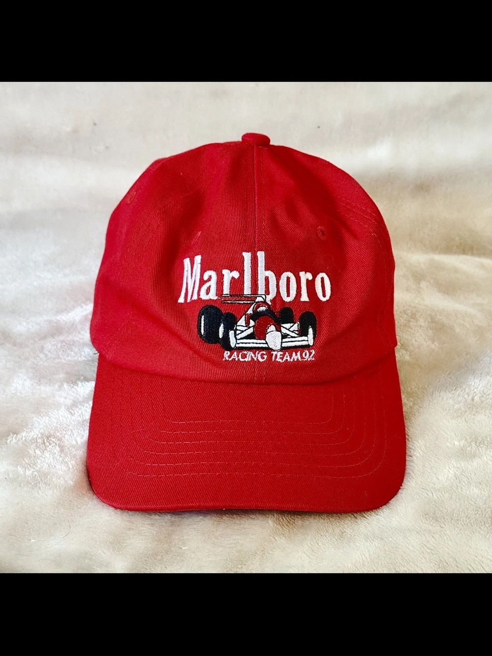 Vintage Marlboro Racing Team Hat Cap Snap Back Mens Red Auto Racing F1 1992 90s